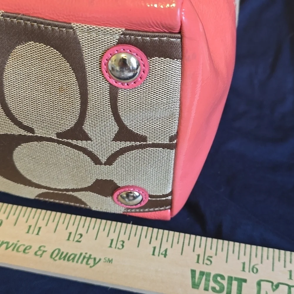 Coach Coral Tote 14L X 10 H X 8W measurements.
